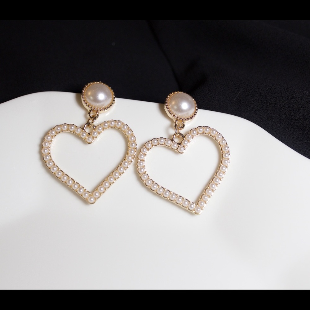 Pearl Heart Shaped Earrings